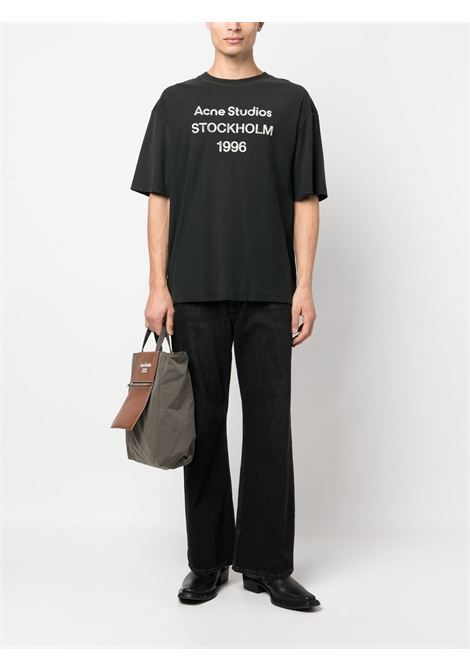 t-shirt logo relaxed fit unisex nero sbiadito ACNE STUDIOS | CL0196BM0